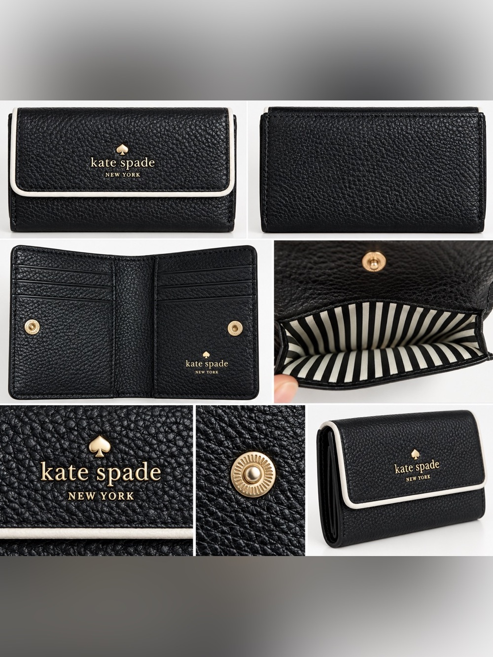 Kate Spade New York Black Pebbled Leather Wallet